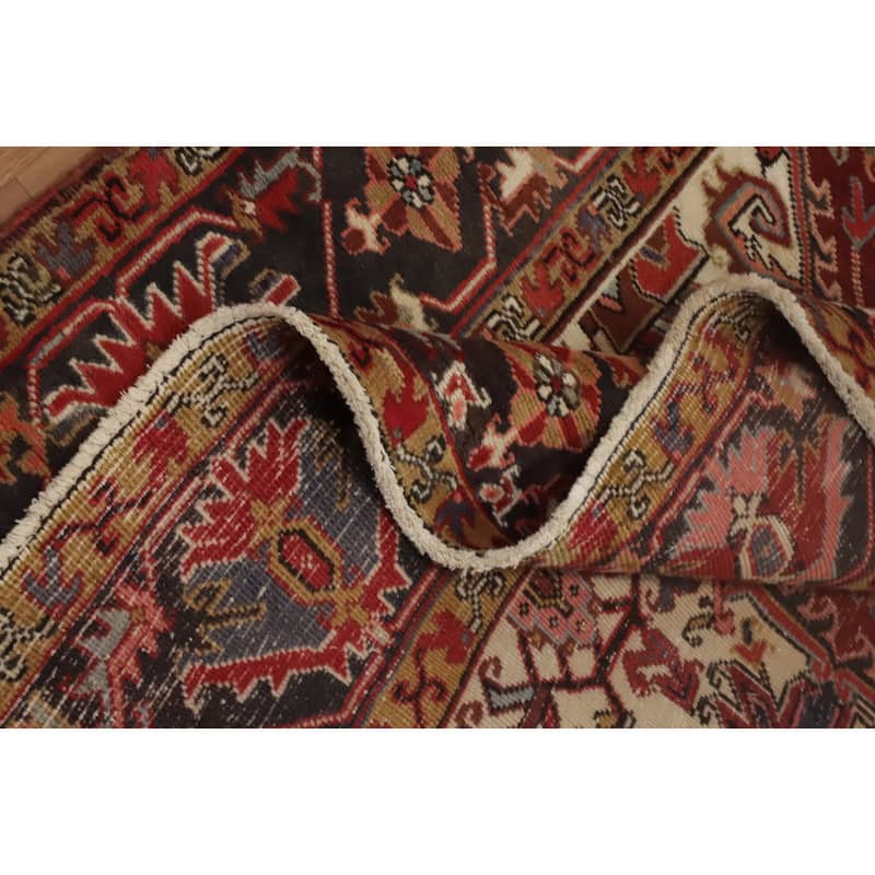 Hand Knotted Oriental 100% Wool Carpet Traditional Medallion Oranges & Rust Heriz Area Rug - 10' 7'' X 7' 9''