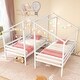 preview thumbnail 5 of 7, Double Twin Size Wooden Bed Frames with Built-in Table for Kids