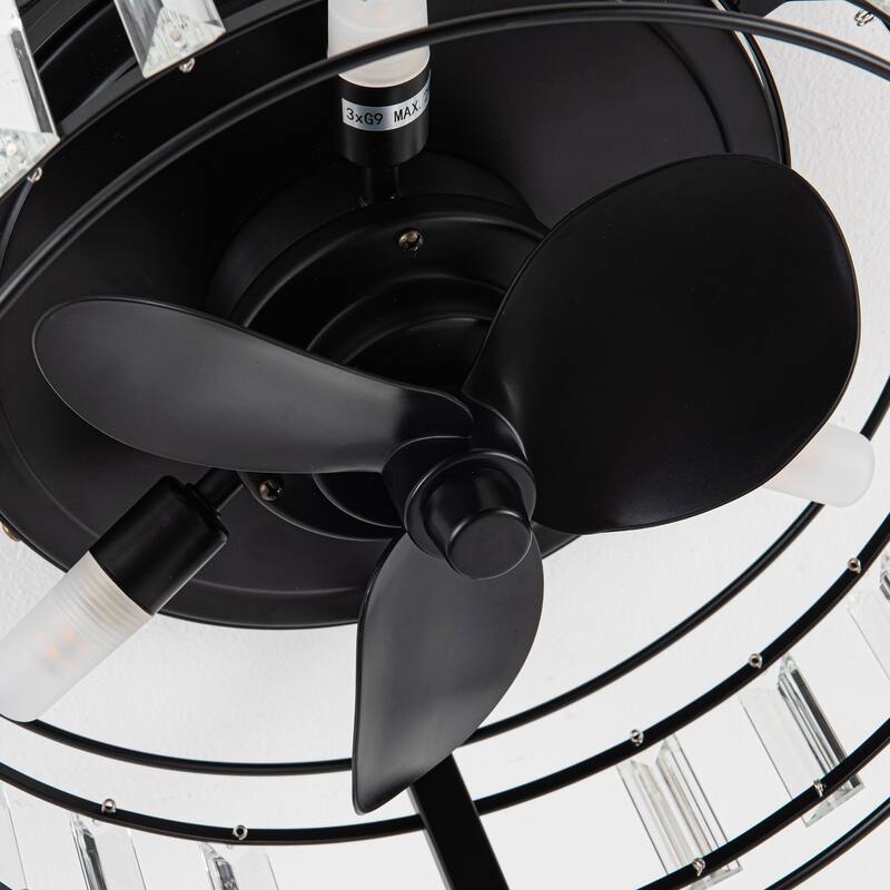 13" 3-Light 3-Blade Modern Crystal Ceiling Fan with Light