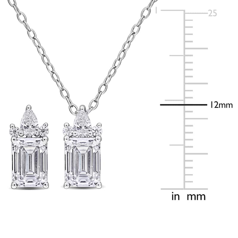 Miadora Sterling Silver Created Moissanite Necklace and Earrings Set