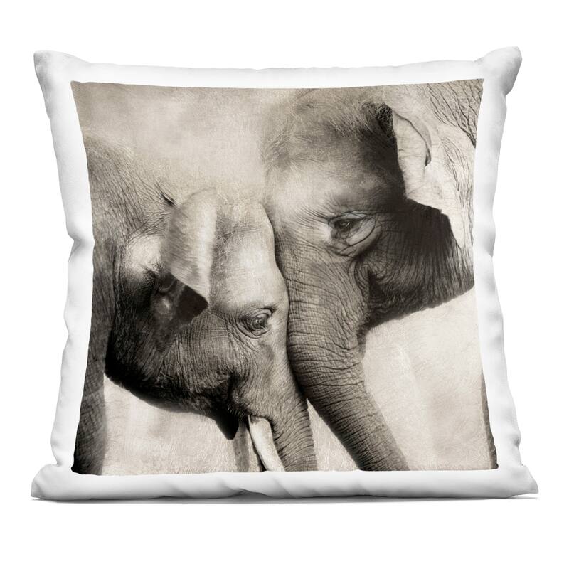Stupell Elephant & Baby Hug Decorative Printed Throw Pillow Design by CAD Designs - Accent - Polyester - Grey - Single