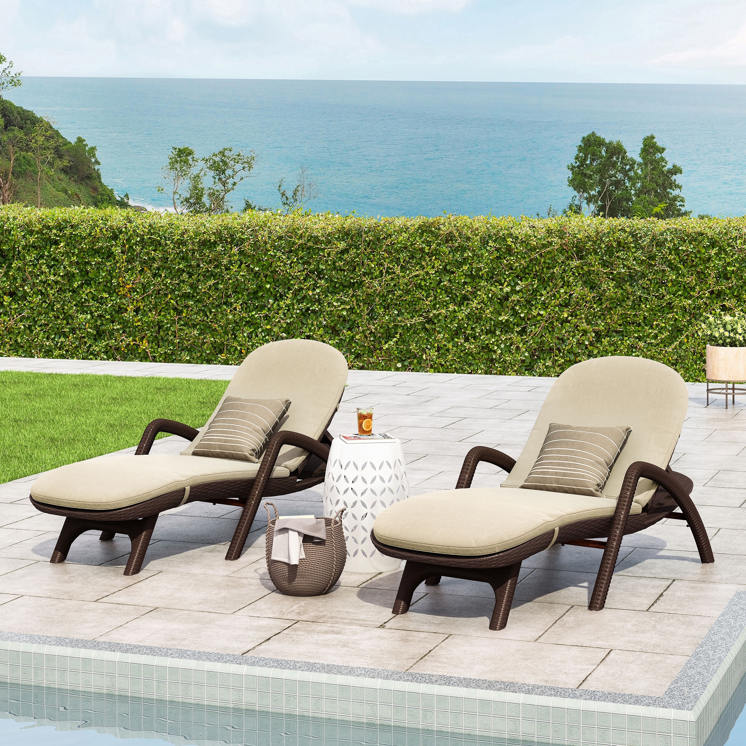 Waverly Faux Wicker Chaise Lounges Set of 2 by Christopher