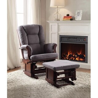 Aeron Glider Chair & Ottoman, 2 Piece Pack Grey & Brown - 41.38 H x 27.5 W x 30.5 L Inches
