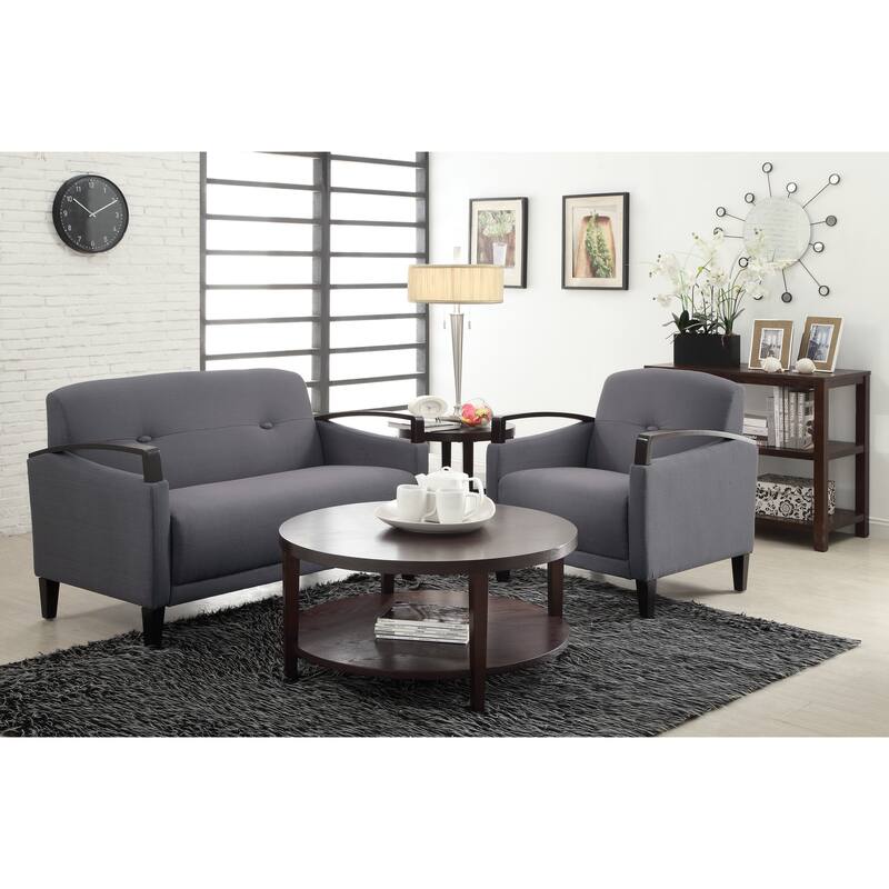Main St. Woven Chair w/ Interlace Weave Fabric & Espresso Finish Wood Arms & Legs