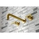 preview thumbnail 10 of 36, Manhattan 3-Hole Wall Mount Roman Tub Faucet in Brushed Brass
