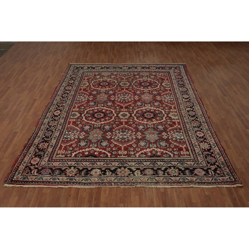 Hand Knotted Oriental 100% Wool Carpet Traditional Floral Red Mahal Area Rug - 12' 0'' X 9' 0''