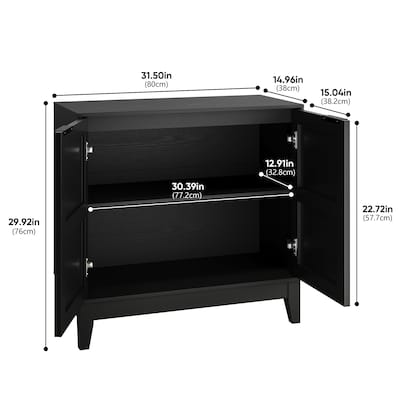 Flower Carved 2 Door Buffet Cabinet, Large Wooden Accent Cabinet, Entryway Table with 2 Doors & Adjustable Shelves