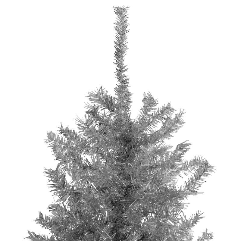 9' silver tinsel slim artificial christmas tree unlit - 9 Foot