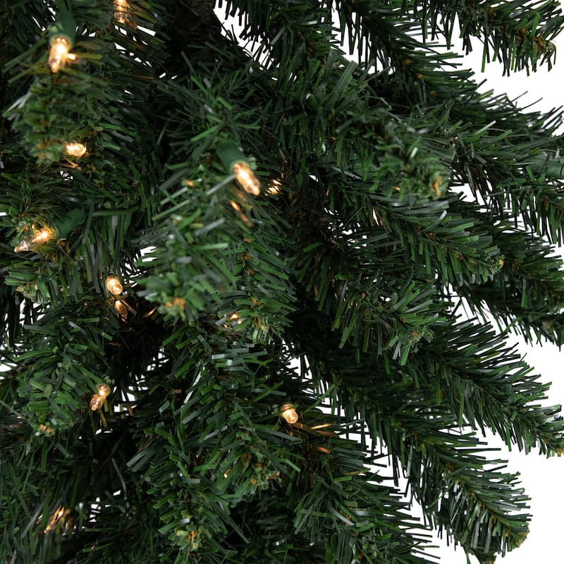 3' Buffalo Fir Artificial Christmas Wall Door Tree Clear Dura Lights - 3 Foot