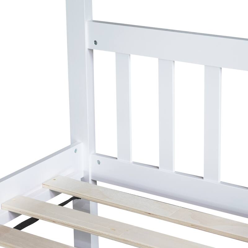 Twin Over Twin Rubber Wood Bunk Bed with 2 Drawers, Convertible into 2 Twin Beds