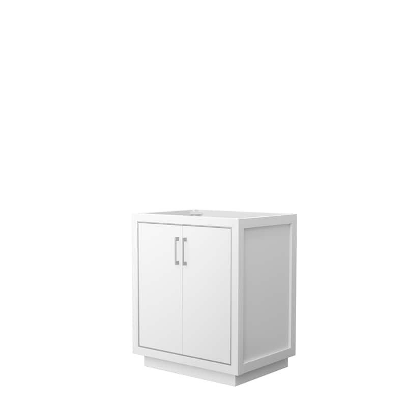 Icon Single Bathroom Vanity Cabinet, No Mirror - 30-Inch Single - White, Brushed Nickel Trim, No Top