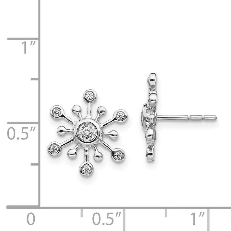 Curata 14k White Gold Diamond Snowflake Earrings - 13x12mm Wide