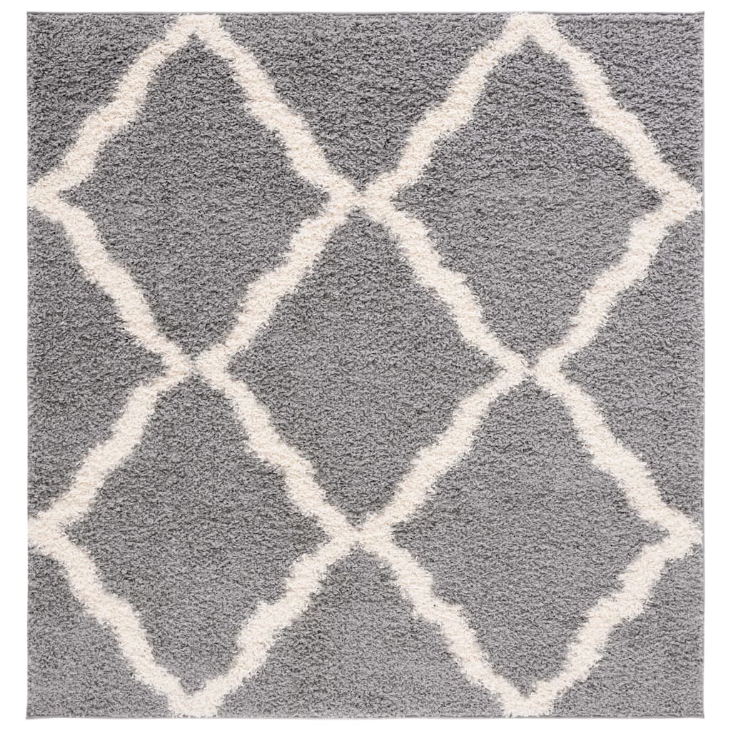 SAFAVIEH Dallas Shag Giusy Trellis 1.5-inch Thick Rug - Grey/Ivory - 8' Square