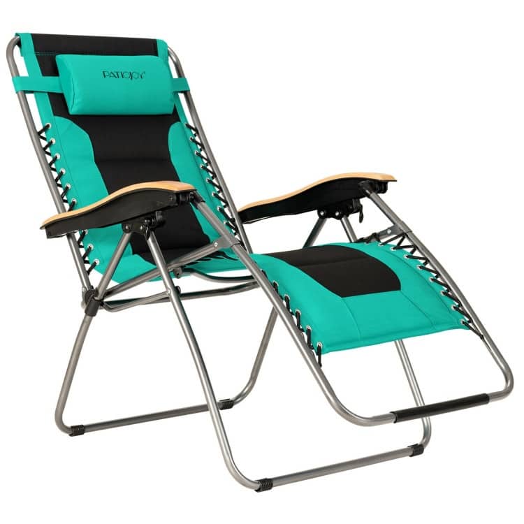 Oversize Folding Adjustable Padded Zero Gravity Lounge Chair - 29.5" x 29" - 63" x 33" - 44.5" (L x W x H)
