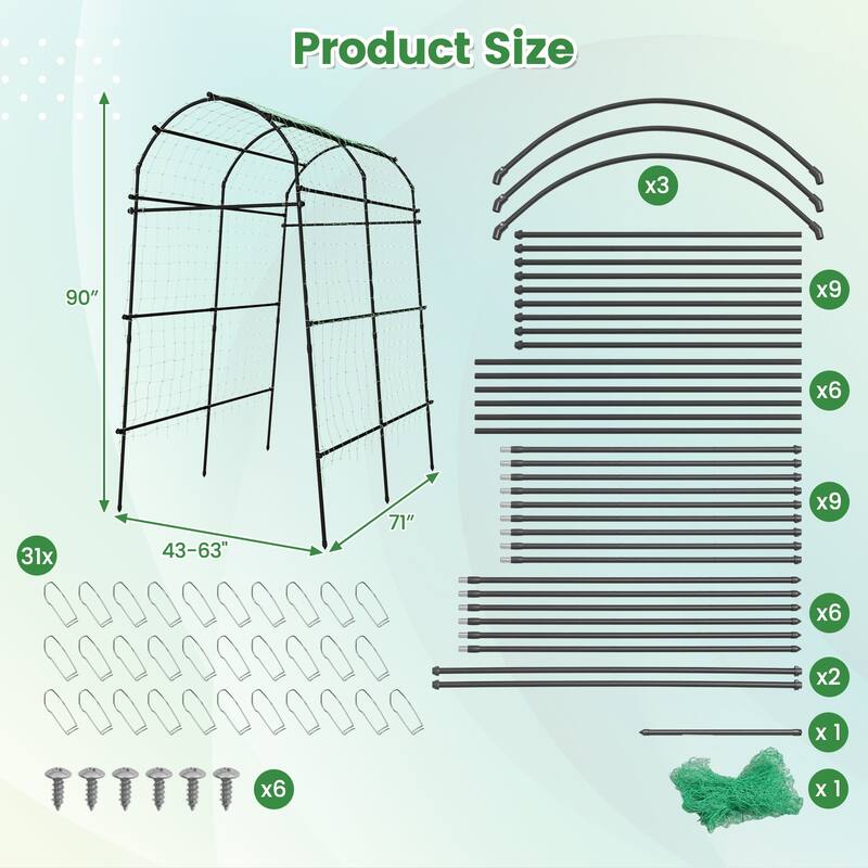 Costway 1/2 PCS 7.5FT Garden Arch Trellis Outdoor Plant Support