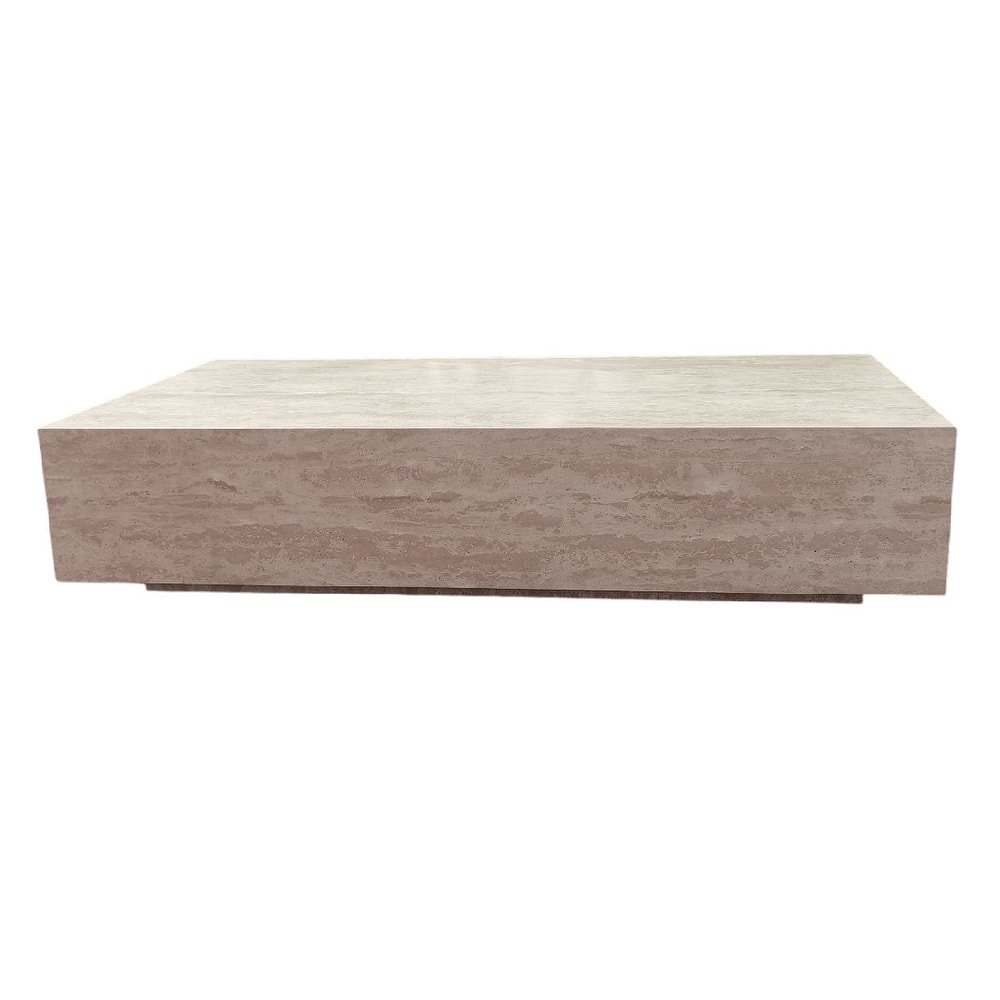 Genuine Travertine Limestone Block Coffee Table, 54" Extra Large