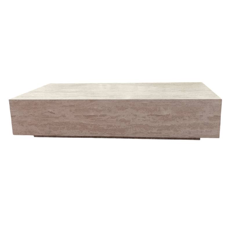 Genuine Travertine Limestone Block Coffee Table, 54" Extra Large - Marble
