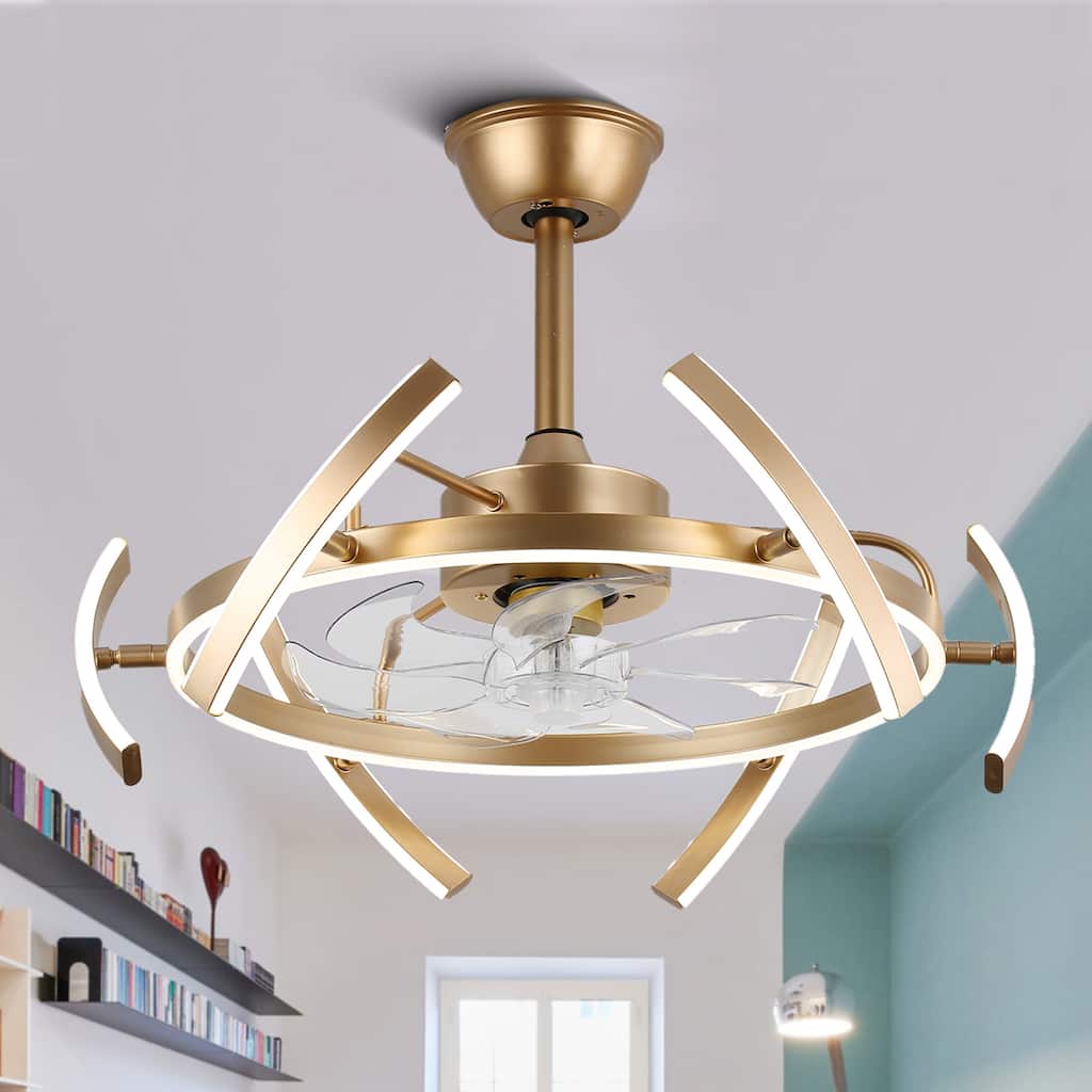Bella Depot 25" Modern DIY Shape Ceiling Fan with Remote APP Control and Light Kit, 6-Speed Reversible Blades - 25 Inches