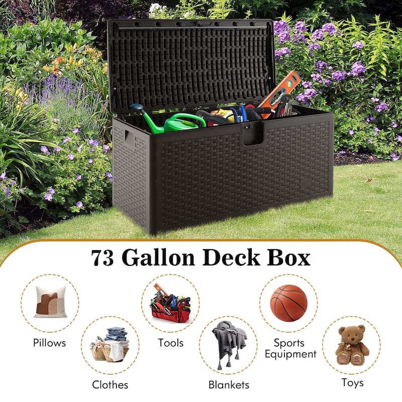 Costway 28/73/100/120/130 Gallon Patio Deck Box Outdoor Waterproof