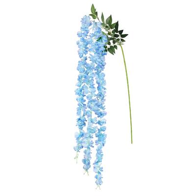 Set of 2 Long Blue Artificial Hanging Wisteria Flower Stem Spray 66in - 66" L x 8" W x 3" DP