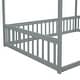 preview thumbnail 22 of 29, Full Size Canopy Frame Floor Bed with Fence,Guardrails