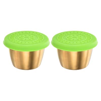 2pcs Stainless Steel Dressing Container 2.4oz Reusable Sauce Cups