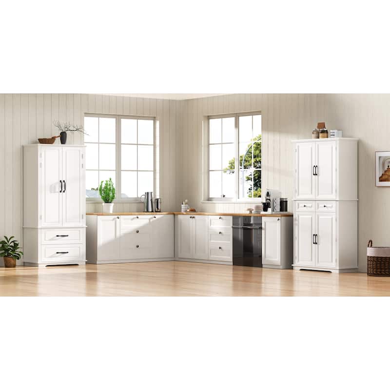 71" Tall Kitchen Pantry Cabinet with 3 Pull Out Cabinet Organizers