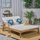 preview thumbnail 15 of 33, Perla Acacia Wood Double Chaise Lounge by Christopher Knight Home teak finish + cream