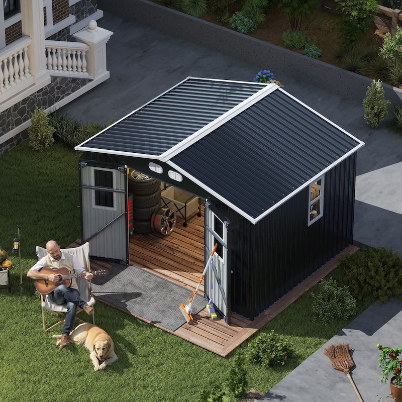 8x10 Outdoor Storage Shed with 4 Daylight Windows and Lockable Doors