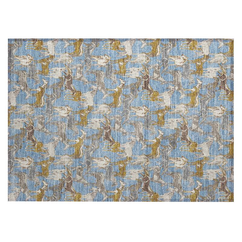 Machine Washable Indoor/ Outdoor Horse Herd Chantille Rug