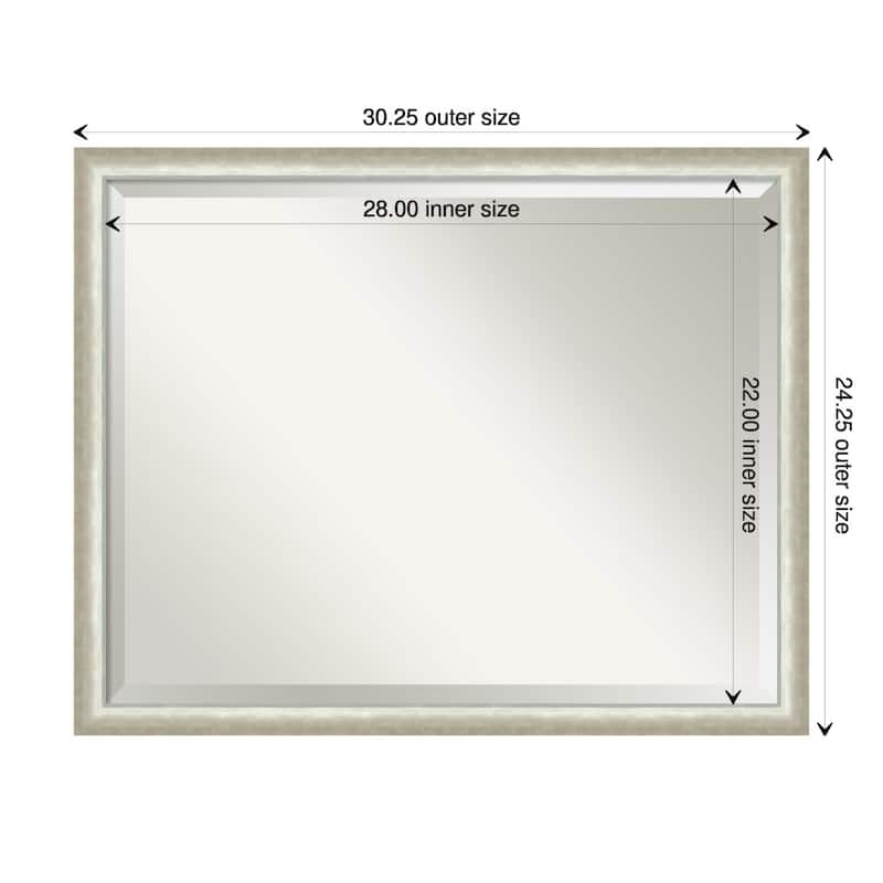 Two Tone Beveled Wood Framed Bathroom Vanity Wall Mirror - Two Tone Silver - Glass Size 28x22
