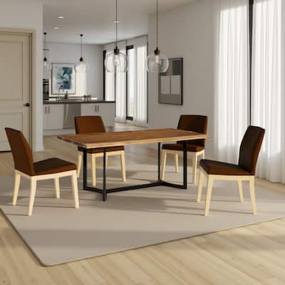 Dinno Dining Table, Live Edge Design, Light Brown Acacia Wood, 72 Inch
