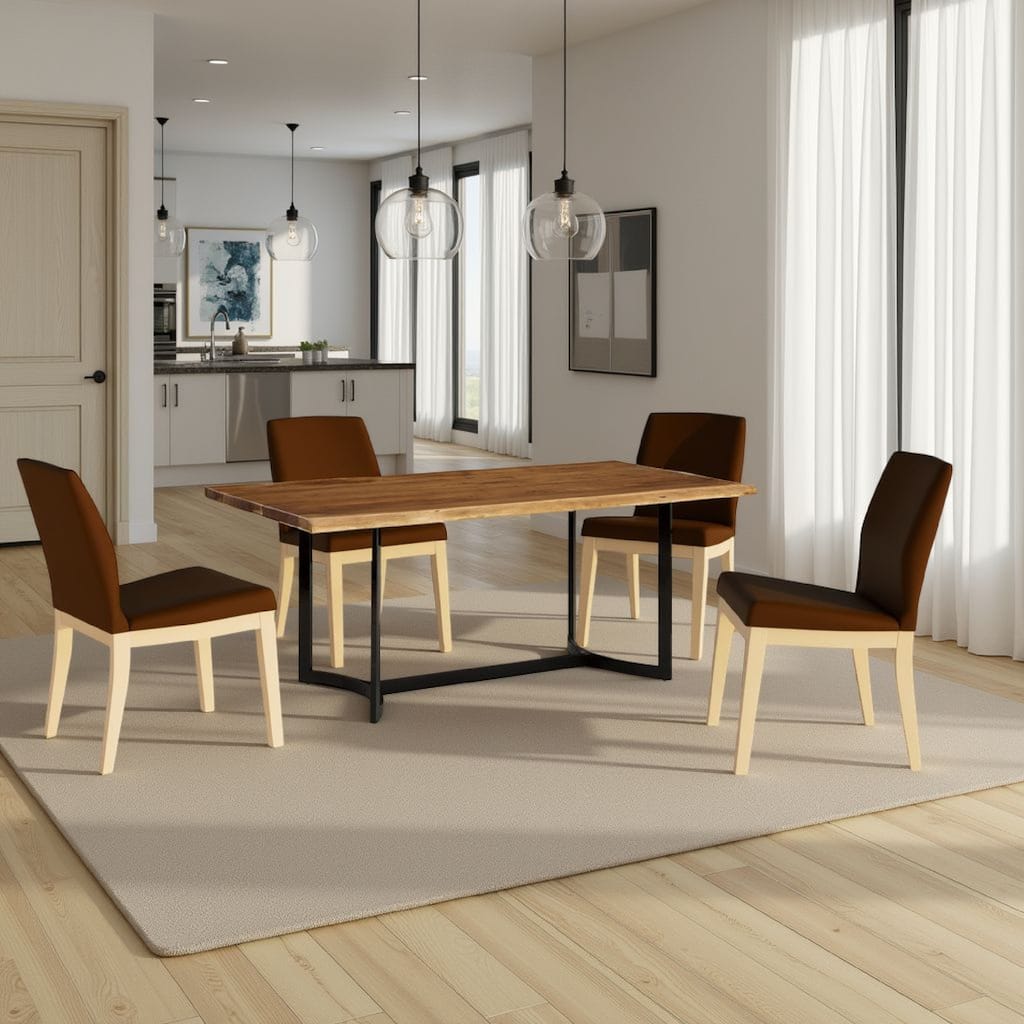 Dinno Dining Table, Live Edge Design, Light Brown Acacia Wood, 72 Inch