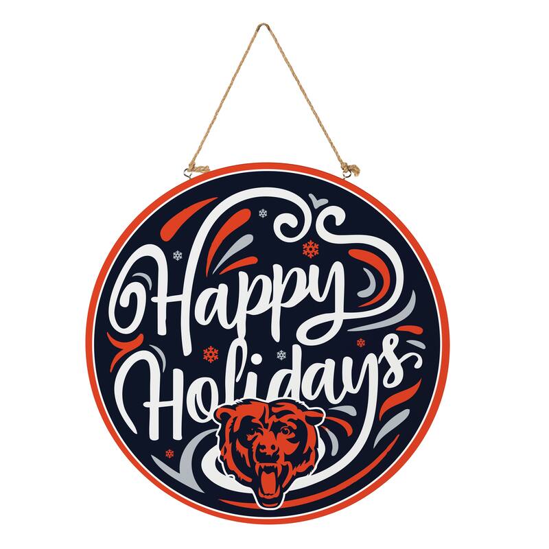 Chicago Bears 18" x 18" Happy Holidays Door Décor Wall Sign - 18" x 18"