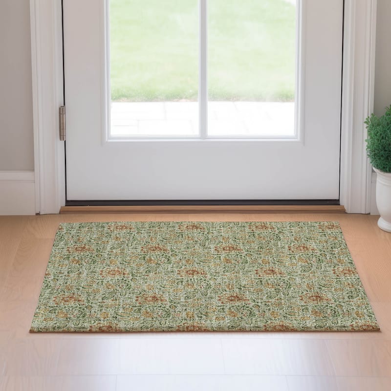 Premium Washable Super Soft Floral Mayfield Rug - Aloe - 1' 8" x 2' 6" - Rectangle