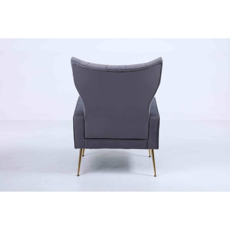 Upholstered Accent Chair with Tufted Cushions and Ottoman In Beige