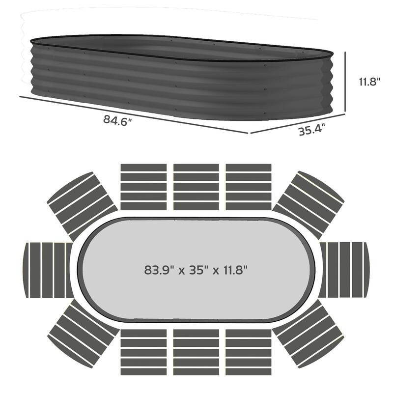 Set of 2 Galvanized Steel Raised Garden Beds Large Outdoor Planters for Vegetables Flowers - 84.6" W x 35.4" D x 11.8" H