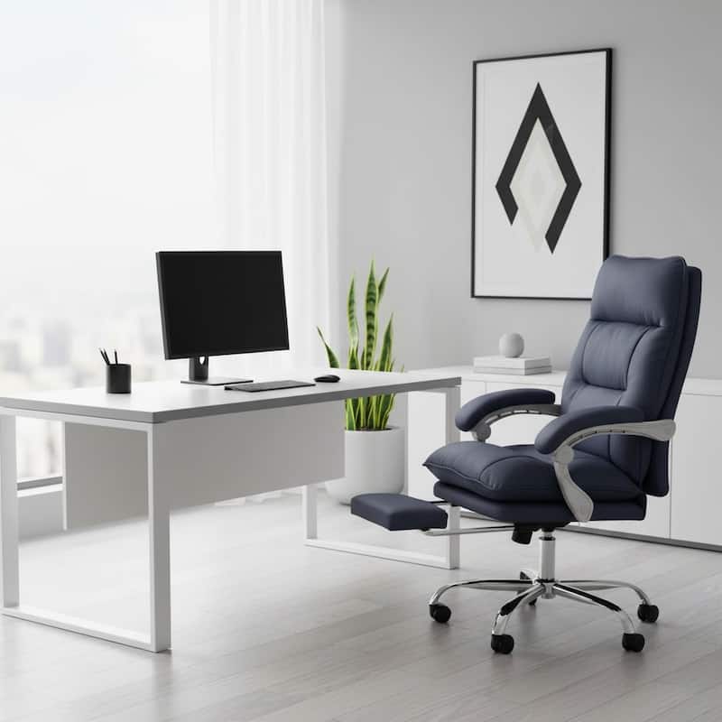 Reclining Executive Office Chair with Footrest