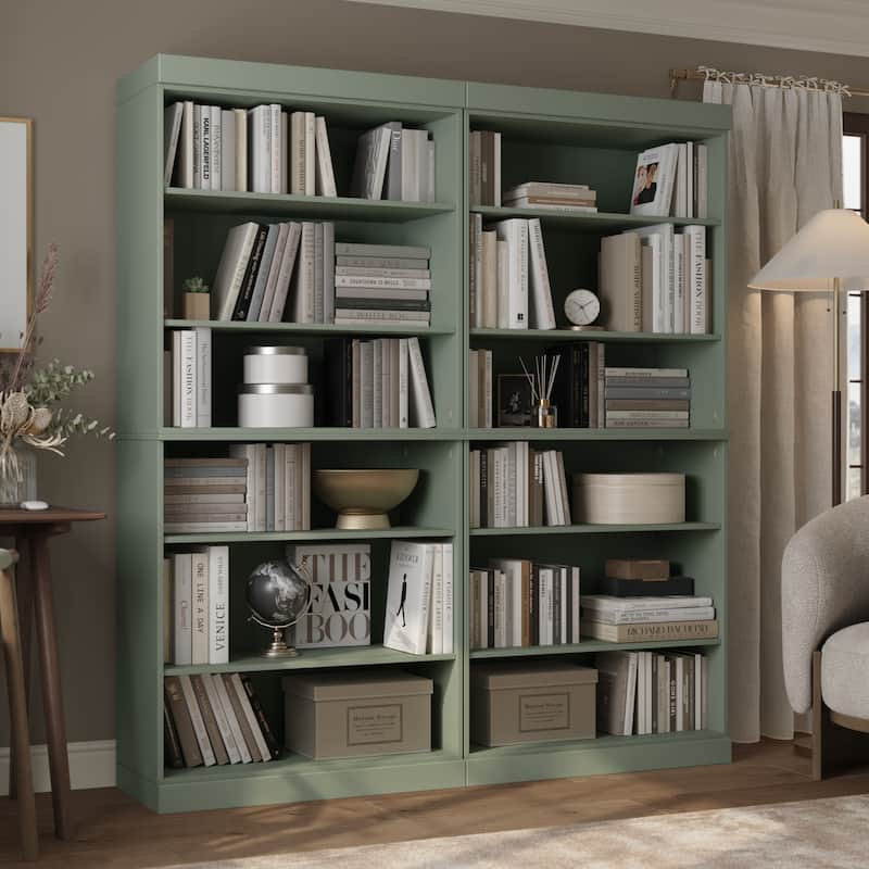 Palace Imports 100% Solid Wood 12-Shelf Bookcase, Adjustable Shelves, 64" Wide, 71.5" Tall - Sage