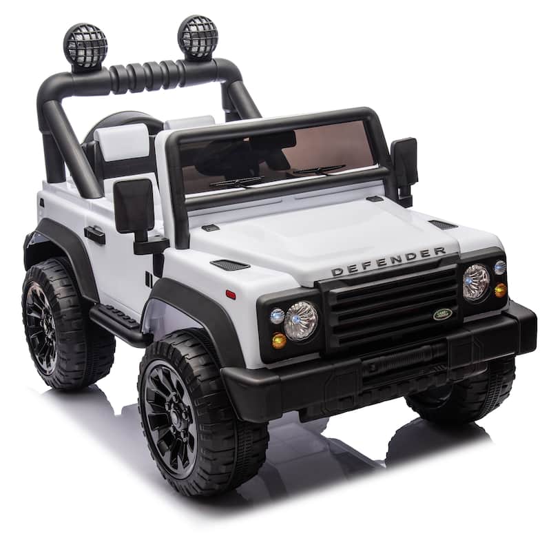 White Kids Ride-On Car with Remote Control, Off-Road Toy Car Battery Powered Electric Vehicle with LED Lights