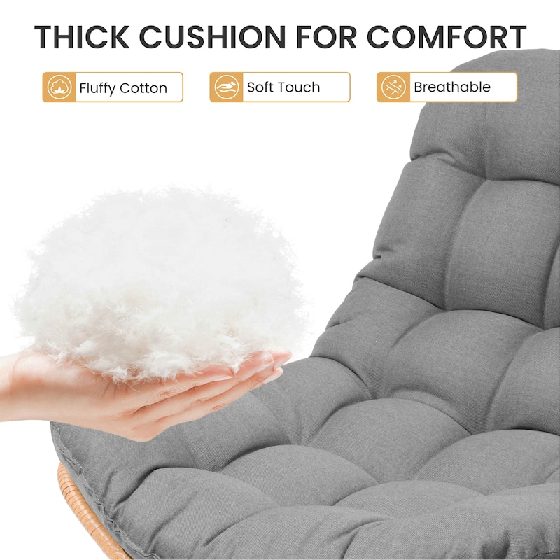 Double Papasan Chair Loveseat with Cushion, All-weather PE Rattan and Metal Frame for Indoor Outdoor