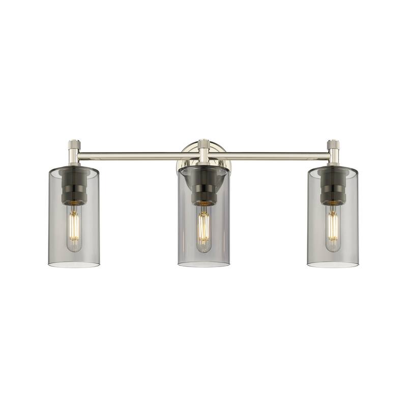 Innovations Lighting 434-3W-11-24 Crown Point Vanity Crown Point 3 - Polished Nickel / Plated Smoke