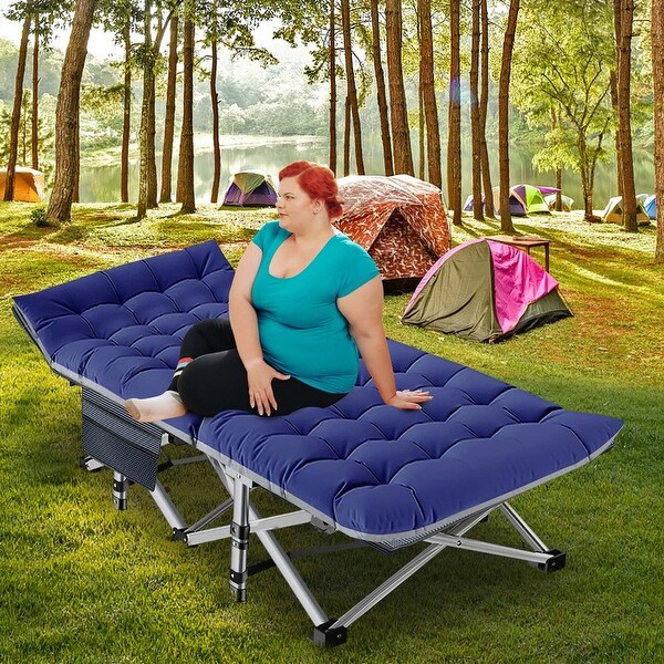 DoCred Oversized XXL Folding Camping Cot with Mattress with Carry