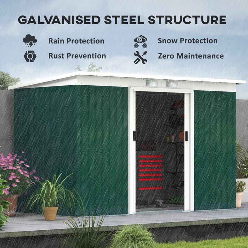 Outsunny 9' x 4' Outdoor Rust-Resistant Metal Garden Vented Storage Shed with Spacious Layout & Durable Construction