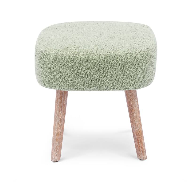 Boucle Polyester Upholstered Ottoman - Stain Resistant