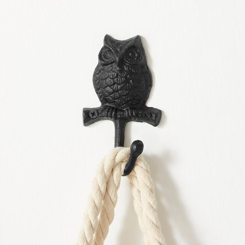 4 Piece Owl on Branch Decorative Wall Hook Set