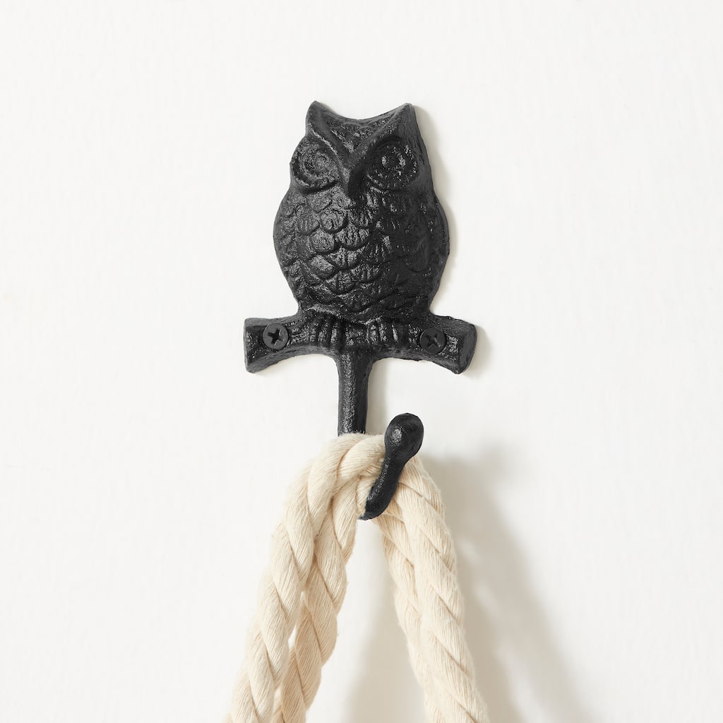 4 Piece Owl on Branch Decorative Wall Hook Set