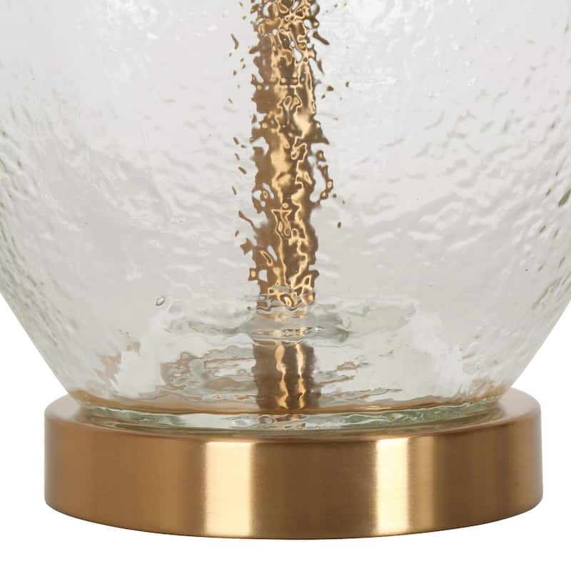 Modern 25-inch Coastal Jar Table Lamp with Textured Glass Base - L14" x H25"
