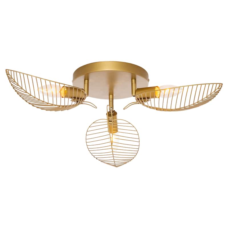 Malachi River of Goods Gold Metal Triple Leaf Shade 24-Inch Ceiling Light - 24" x 24" x 5.25" - 24" x 24" x 5.25" - Gold