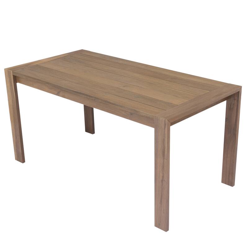 7-Piece Acacia Wood Patio Dining Set with Rectangular Table & Cushioned Chairs